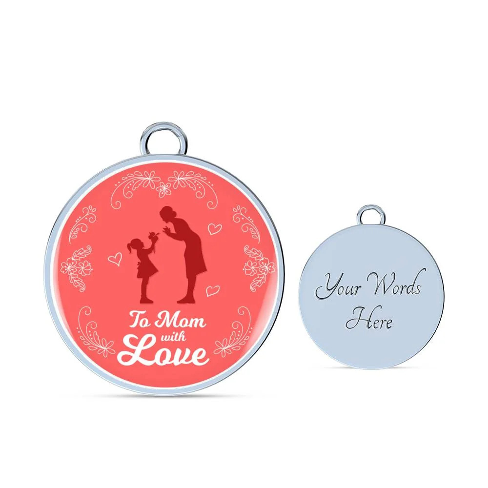 To Mom With Love Personalized Engraved Silver Circle Bangle Bracelet Custom Nam